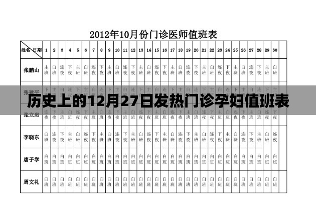 历史上的发热门诊孕妇值班表，12月27日值班安排