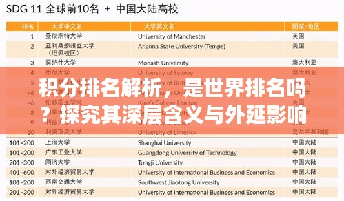 积分排名解析，是世界排名吗？探究其深层含义与外延影响