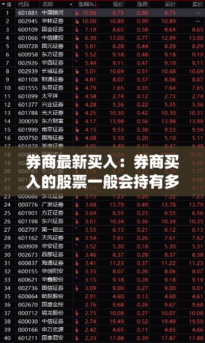 券商最新买入：券商买入的股票一般会持有多久 