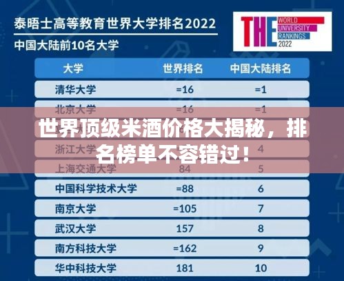 世界顶级米酒价格大揭秘，排名榜单不容错过！
