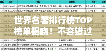 世界名著排行榜TOP榜单揭晓！不容错过的经典之作