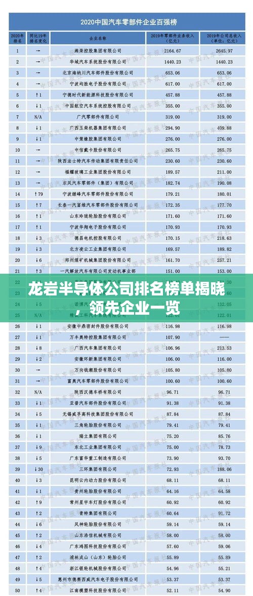 龙岩半导体公司排名榜单揭晓，领先企业一览