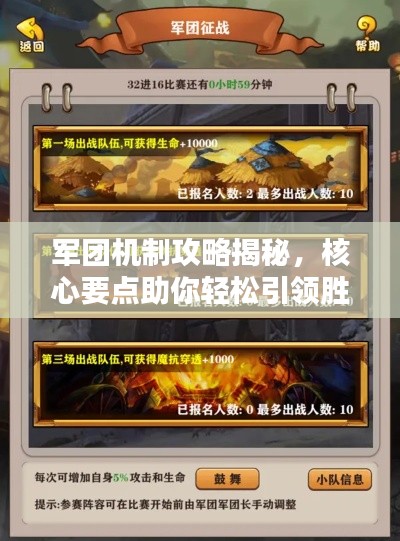 军团机制攻略揭秘，核心要点助你轻松引领胜利！