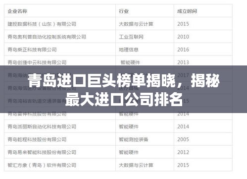 青岛进口巨头榜单揭晓，揭秘最大进口公司排名