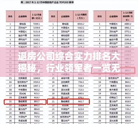 退房公司综合实力排名大揭秘，行业领军者一览无余
