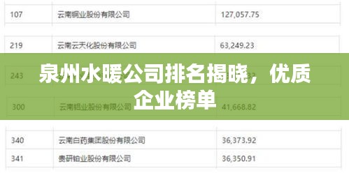 泉州水暖公司排名揭晓，优质企业榜单