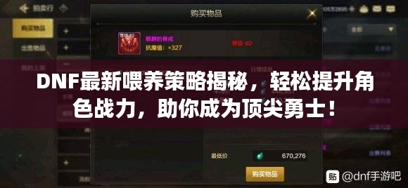 DNF最新喂养策略揭秘，轻松提升角色战力，助你成为顶尖勇士！