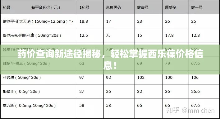 药价查询新途径揭秘，轻松掌握西乐葆价格信息！