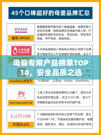母婴专用产品榜单TOP10，安全品质之选