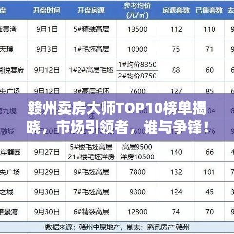 赣州卖房大师TOP10榜单揭晓，市场引领者，谁与争锋！