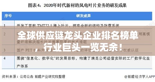 全球供应链龙头企业排名榜单，行业巨头一览无余！