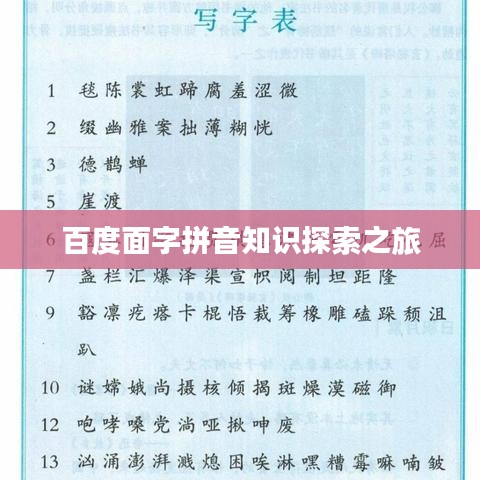 百度面字拼音知识探索之旅