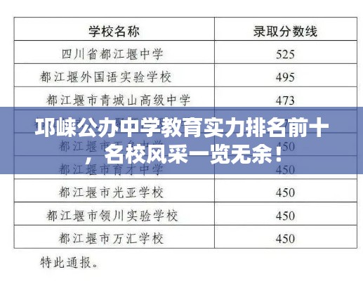 邛崃公办中学教育实力排名前十，名校风采一览无余！