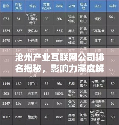 沧州产业互联网公司排名揭秘，影响力深度解析